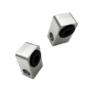 Set of aluminum shifter support brackets with delrin bushings for BMW E10 2002. Made in USA by AKG Motorsport.