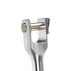 Close up of aluminum Double Shear Selector Rod (DSSR) for BMW E30 M3. Made in USA by AKG Motorsport.