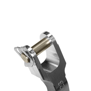 Close up of aluminum Double Shear Selector Rod (DSSR) for BMW E90 E92 M3. Made in USA by AKG Motorsport.