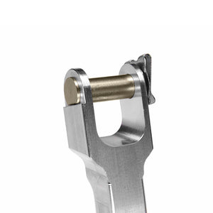 Close up of aluminum Double Shear Selector Rod (DSSR) for BMW N55 E90 E92 335, E82 135. Made in USA by AKG Motorsport.