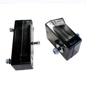 Set of black polyurethane motor mounts for BMW E10 2002. Made in USA by AKG Motorsport.