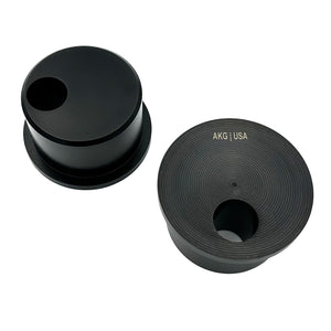 Set of offset style, black polyurethane 95A front control arm bushings (fcab) for BMW E30, E36, Z3. Made in USA by AKG Motorsport.