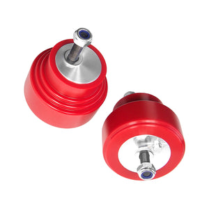 Set of red polyurethane motor mounts for BMW E30 M42 318. Made in USA by AKG Motorsport.