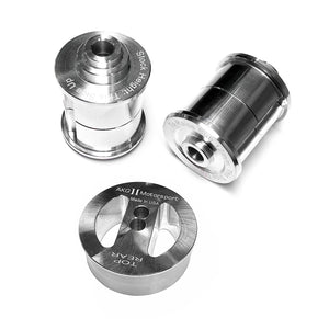 Set of aluminum subframe bushings & diff mount (kit) for BMW E30. Made in USA by AKG Motorsport. 