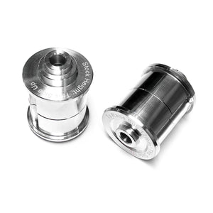 Set of adjustable aluminum subframe bushings for BMW E30. Made in USA by AKG Motorsport. 