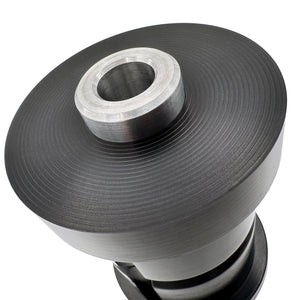 Close up of black polyurethane 95A subframe bushings for BMW E30. Made in USA by AKG Motorsport.