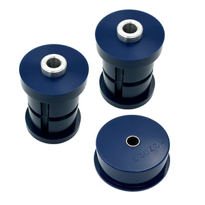 Set of blue poly 85A subframe & diff bushings (kit) for BMW E30. Made in USA by AKG Motorsport.