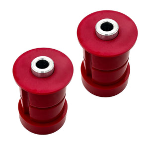 Set of red poly 75D riser (12mm) subframe bushings for BMW E30. Made in USA by AKG Motorsport.