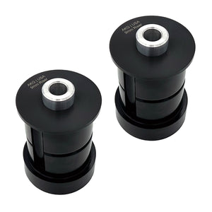 Set of black poly 95A riser (9mm) subframe bushings for BMW E30. Made in USA by AKG Motorsport.
