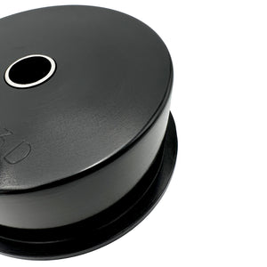 Close up of black polyurethane 95A diff bushing for BMW E30, Z3, 318ti. Made in USA by AKG Motorsport.