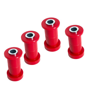 Set of red polyurethane rear trailing arm bushings (rtab) for BMW E30, Z3, 318ti. Made in USA by AKG Motorsport.