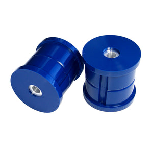 Set of blue poly 85A rear subframe bushings for BMW E32, E34. Made in USA by AKG Motorsport. 