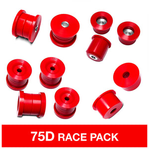 BMW E36 complete suspension bushing kit in 75D polyurethane for race. Made in USA by AKG Motorsport.