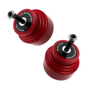 Set of red polyurethane 75D motor mounts for BMW E36, E46, Z3, Z4. Made in USA by AKG Motorsport.