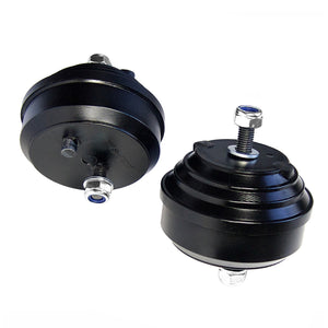 Set of black polyurethane 80A motor mounts for BMW E36, E46, Z3, Z4. Made in USA by AKG Motorsport.