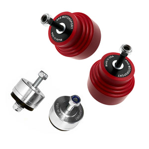 Set of red polyurethane 75D motor & trans mounts (kit) for street and drift. Fits BMW E36, E46, Z3, Z4. Made in USA by AKG Motorsport. 
