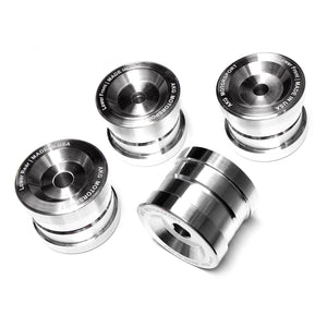 Set of aluminum rear subframe bushings for BMW E36. Made in USA by AKG Motorsport. 