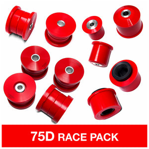BMW E46 complete suspension bushing kit in 75D polyurethane for race. Made in USA by AKG Motorsport.