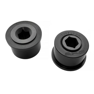 Set of black E46 front control arm swap bushings for E30/E36 chassis. Poly 95A  hardness. Made in USA by AKG Motorsport.  