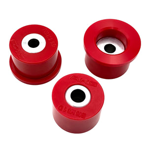 Set of red polyurethane 75D diff bushings for BMW E46 M3, Z4M. Made in USA by AKG Motorsport.