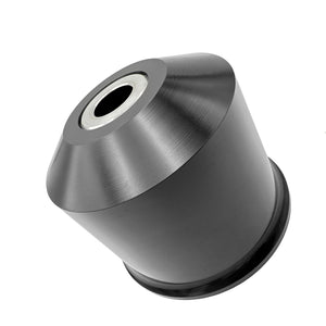 Close up of black polyurethane 95A diff bushings for BMW E46, Z4 (Non-M). Made in USA by AKG Motorsport. 