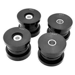Set of black polyurethane 95A rear subframe bushings for BMW E46, Z4. Made in USA by AKG Motorsport.