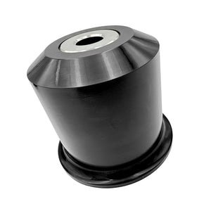 Close up of black polyurethane 95A diff bushings for BMW E90, E92, E82 (Non-M). Made in USA by AKG Motorsport. 