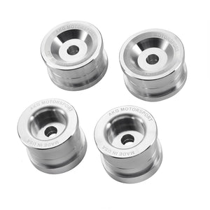 Set of aluminum rear subframe bushings for BMW E90, E92, E82. Made in USA by AKG Motorsport. 