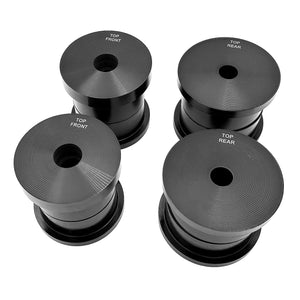 Set of black polyurethane 95A rear subframe bushings for BMW E90, E92, E82. Made in USA by AKG Motorsport.