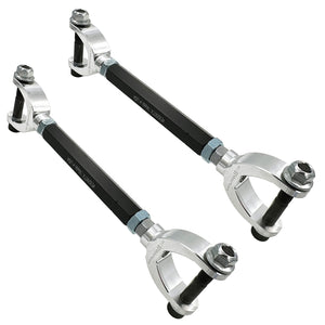 Set of adjustable aluminum rear trailing arms for BMW E90 E92 E82. Made in USA by AKG Motorsport. 