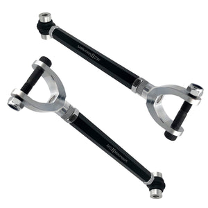 Set of adjustable aluminum rear traction (trailing) arms for BMW F30 F32 F22. Made in USA by AKG Motorsport. 