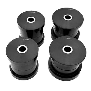 Set of black polyurethane 95A rear subframe bushings for BMW F30, F32, F22. Made in USA by AKG Motorsport.
