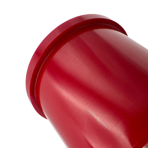 Close up of red polyurethane 75D diff bushings for BMW F80 M3, F82 M4, F87 M2. Made in USA by AKG Motorsport.