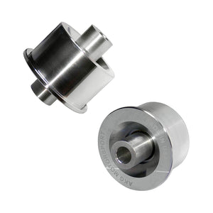 Set of aluminum front tension strut bushings for BMW E28, E24. Made in USA by AKG Motorsport.