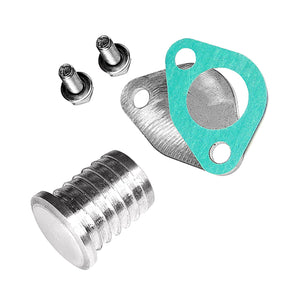 Heater plug block off kit for BMW E36 M50, M52, S50, S52. Made in USA by AKG Motorsport.