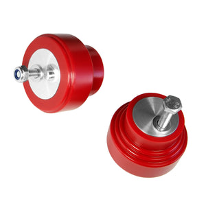 Set of red polyurethane motor mounts for BMW E34 535, M5. Made in USA by AKG Motorsport.