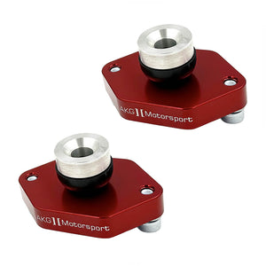 Set of red BMW E90, E92, E82 lower rear shock mounts with bearings (race). Made in USA by AKG Motorsport.