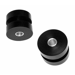 Set of black polyurethane 95A rear upper shock mount bushings for BMW E90, E92, E82. Made in USA by AKG Motorsport.