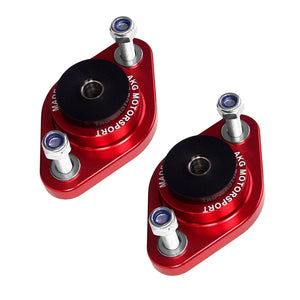 Set of aluminum rear shock mounts (12mm) with poly bushings for BMW E30, E36, E46, Z3, Z4. Made in USA by AKG Motorsport.