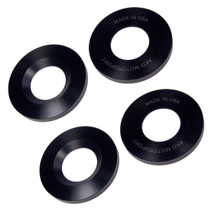 Set of delrin rear trailing arm movement limiter shims for BMW E36, E46, Z3, Z4. Made in USA by AKG Motorsport.