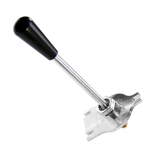 A solid aluminum, chassis mount short shifter with black shift knob for BMW E46. Made in USA by AKG Motorsport.