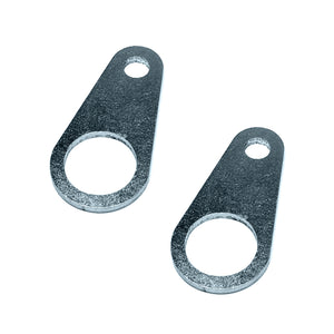 Set of plated steel rear shock tie down hooks for BMW E30, E36, E46, Z3, Z4. Made in USA by AKG Motorsport.