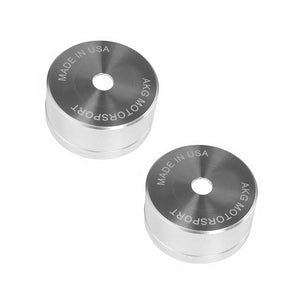 Set of aluminum trans mount reinforcement cups for BMW E30, E36, E46, E82, E90, E92, F22, F30, F32, F80, F82, F87, Z3, Z4. Made in USA by AKG Motorsport. 