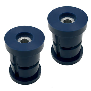 Set of blue polyurethane 85A subframe bushings for BMW Z3, 318ti. Made in USA by AKG Motorsport.